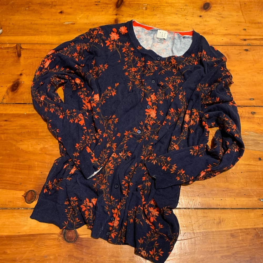 Target/A New Day Navy & Red Floral Cardigan 3x